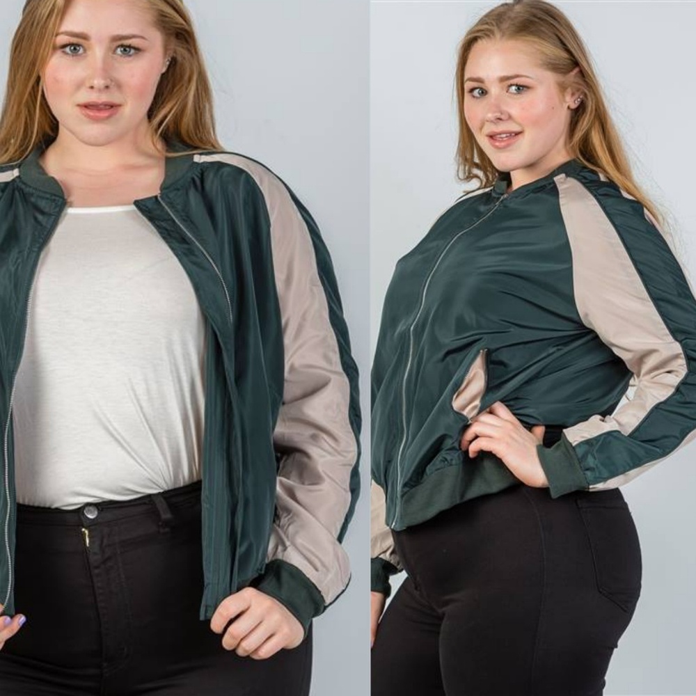 MIA STRIPE BOMBER JACKET (hunter) PLUS - Picture 8 of 8
